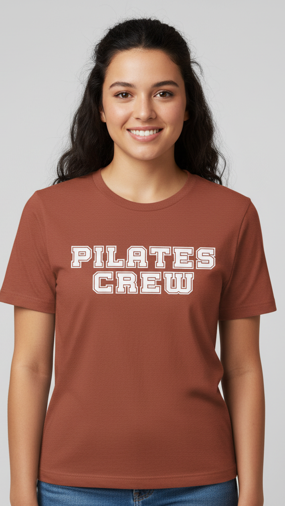 "Pilates Crew" Collegiate Block T-shirt