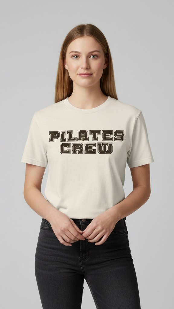 "Pilates Crew" Collegiate Block T-shirt