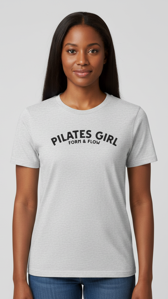 "Pilates Girl Form & Flow" Curved Script T-shirt
