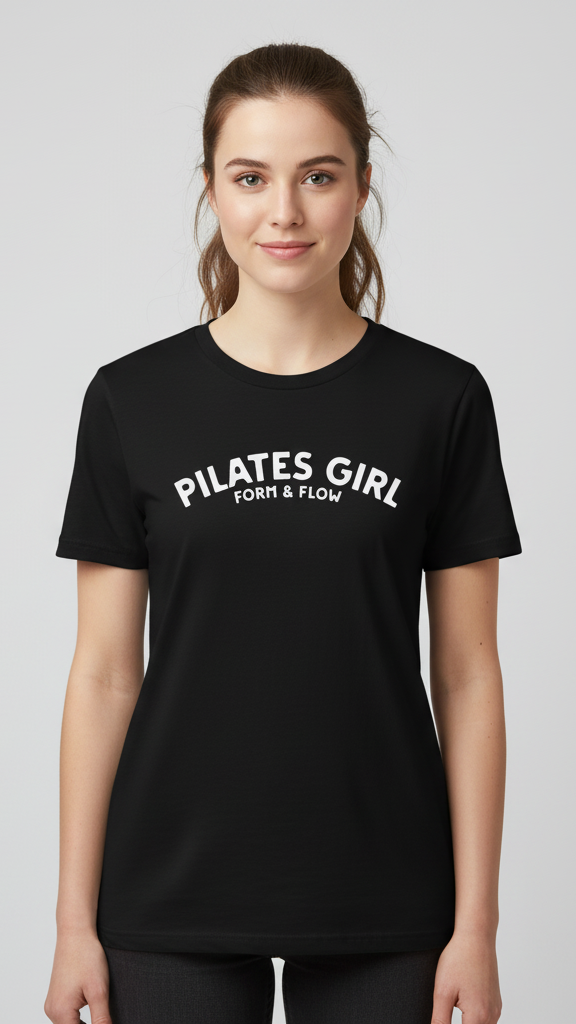 "Pilates Girl Form & Flow" Curved Script T-shirt