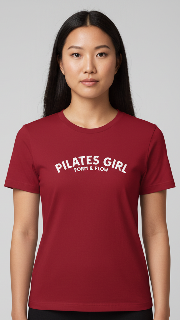 "Pilates Girl Form & Flow" Curved Script T-shirt