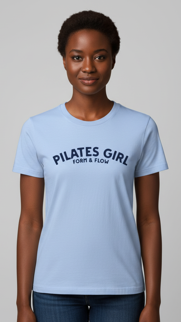 "Pilates Girl Form & Flow" Curved Script T-shirt