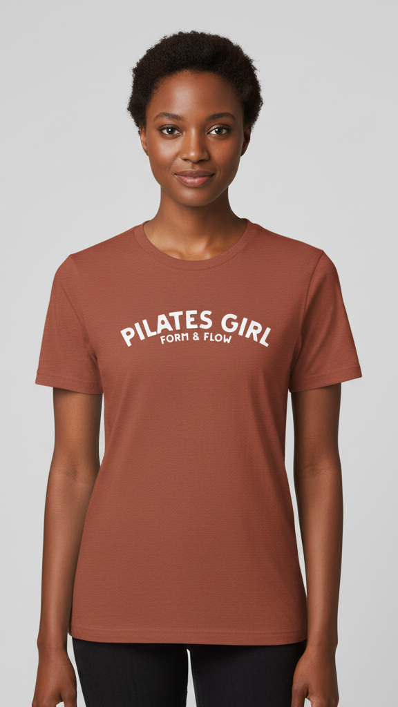 "Pilates Girl Form & Flow" Curved Script T-shirt