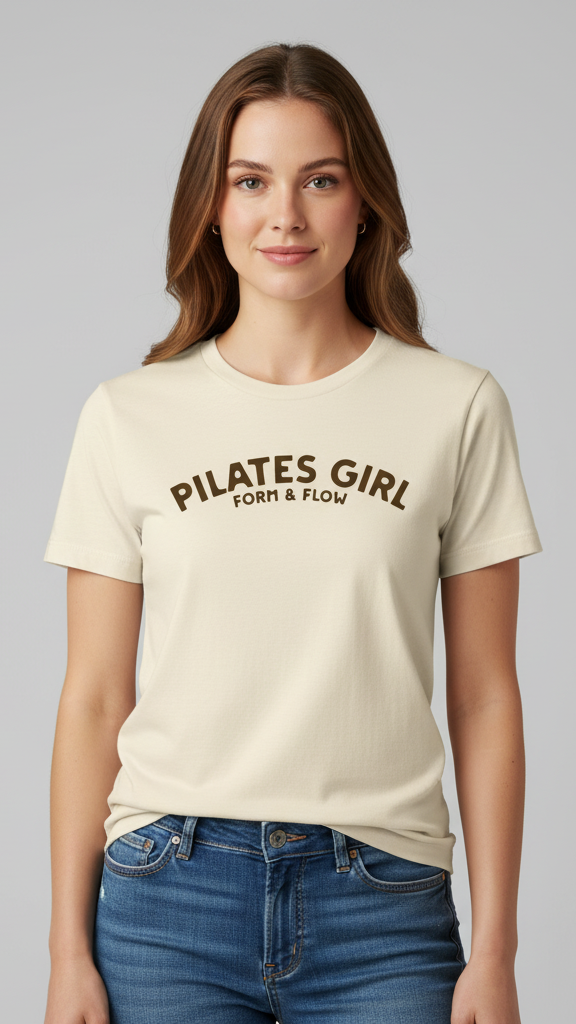 "Pilates Girl Form & Flow" Curved Script T-shirt