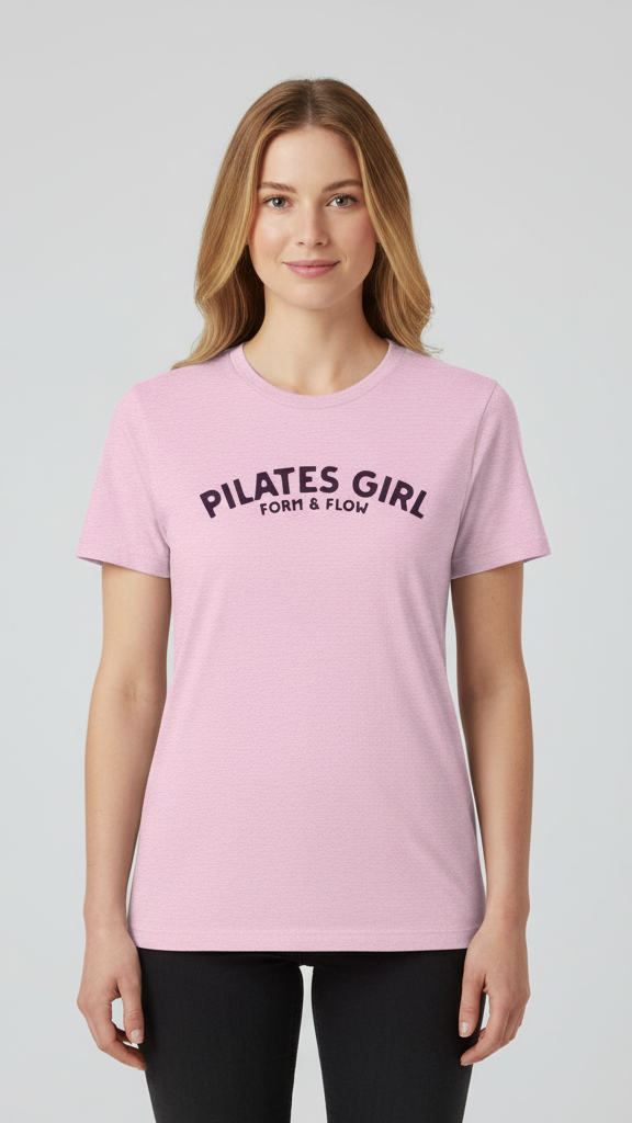 "Pilates Girl Form & Flow" Curved Script T-shirt