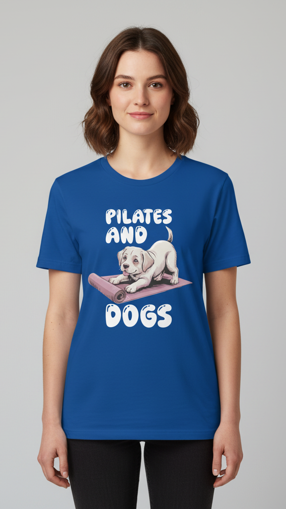"Pilates And Dogs" Whimsical Puppy Graphic T-shirt