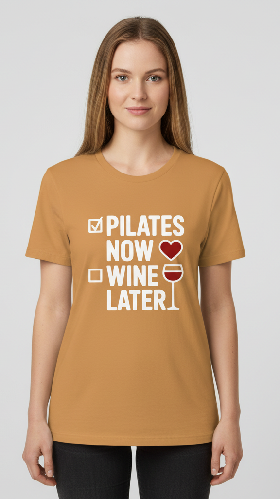 "Pilates Now Wine Later" Checklist T-shirt