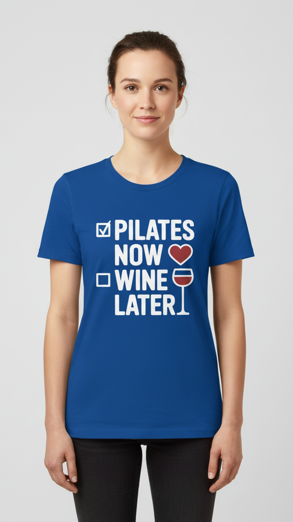 "Pilates Now Wine Later" Checklist T-shirt