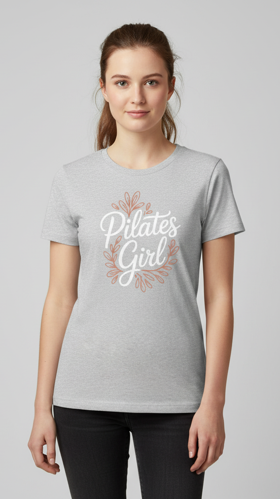 "Pilates Girl" Floral Wreath T-shirt