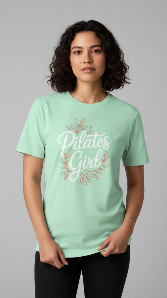 "Pilates Girl" Floral Wreath T-shirt