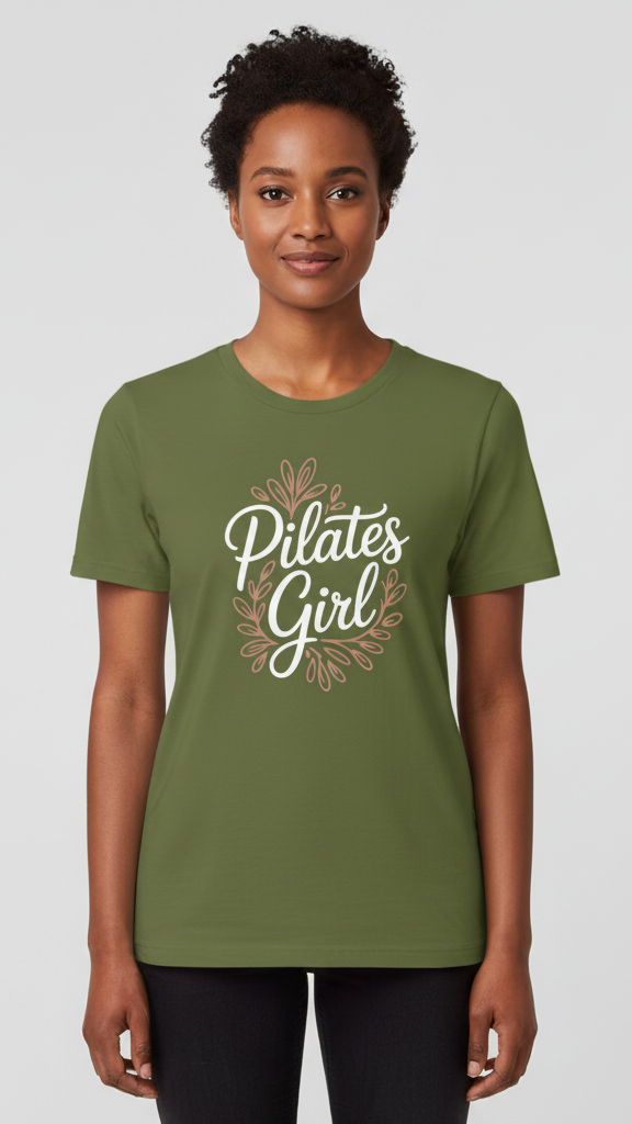 "Pilates Girl" Floral Wreath T-shirt