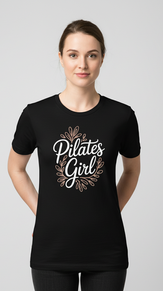 "Pilates Girl" Floral Wreath T-shirt