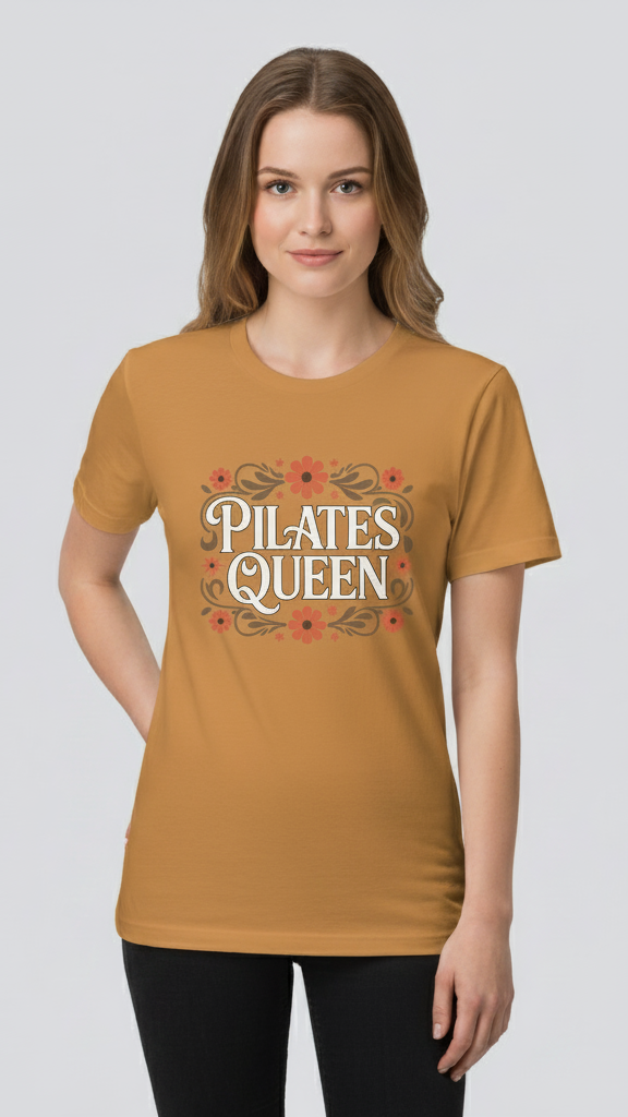 "Pilates Queen" Ornate Floral Frame T-shirt