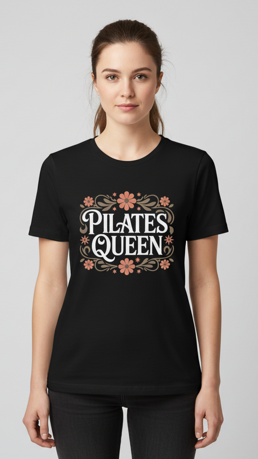 "Pilates Queen" Ornate Floral Frame T-shirt