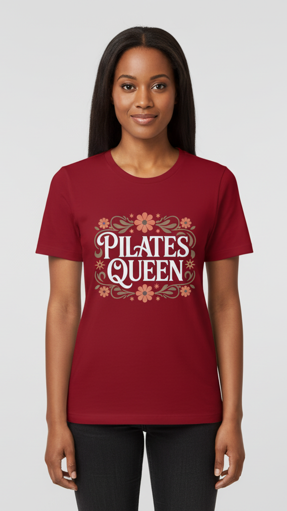 "Pilates Queen" Ornate Floral Frame T-shirt