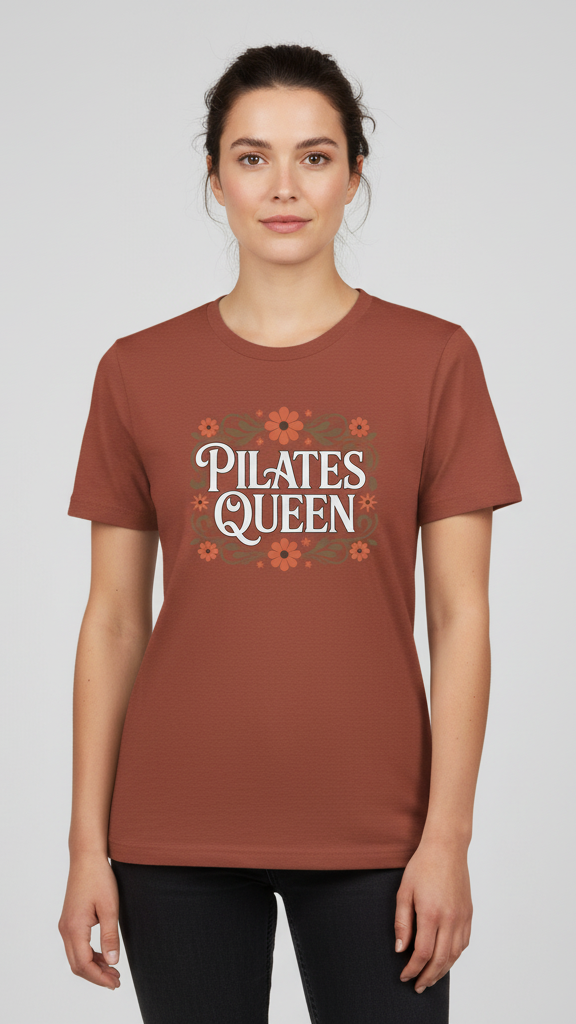 "Pilates Queen" Ornate Floral Frame T-shirt