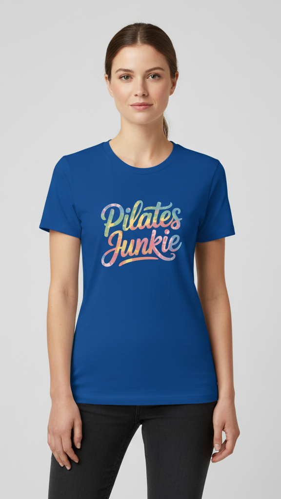 "Pilates Junkie" Watercolor Ombre T-shirt