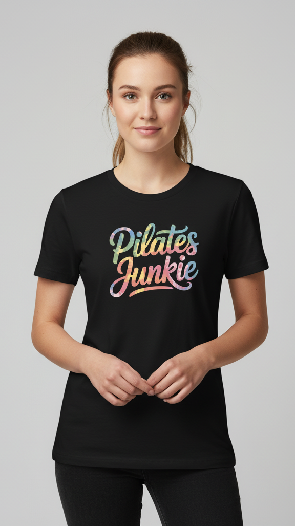 "Pilates Junkie" Watercolor Ombre T-shirt