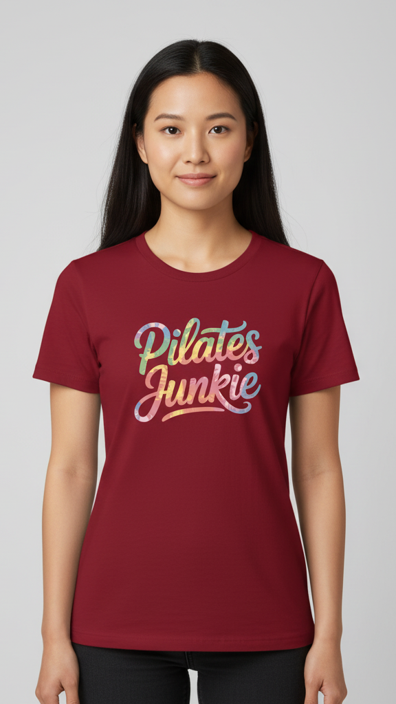 "Pilates Junkie" Watercolor Ombre T-shirt