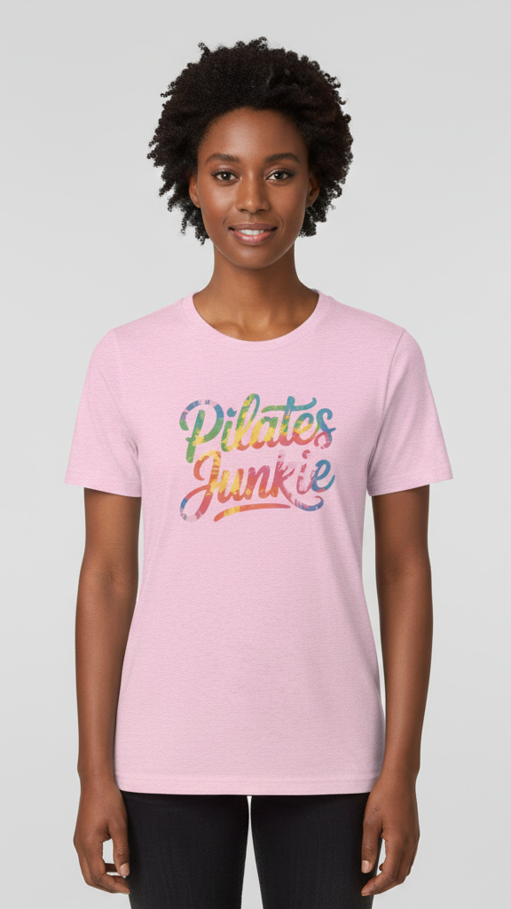 "Pilates Junkie" Watercolor Ombre T-shirt