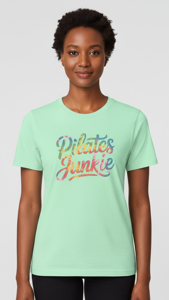 "Pilates Junkie" Watercolor Ombre T-shirt