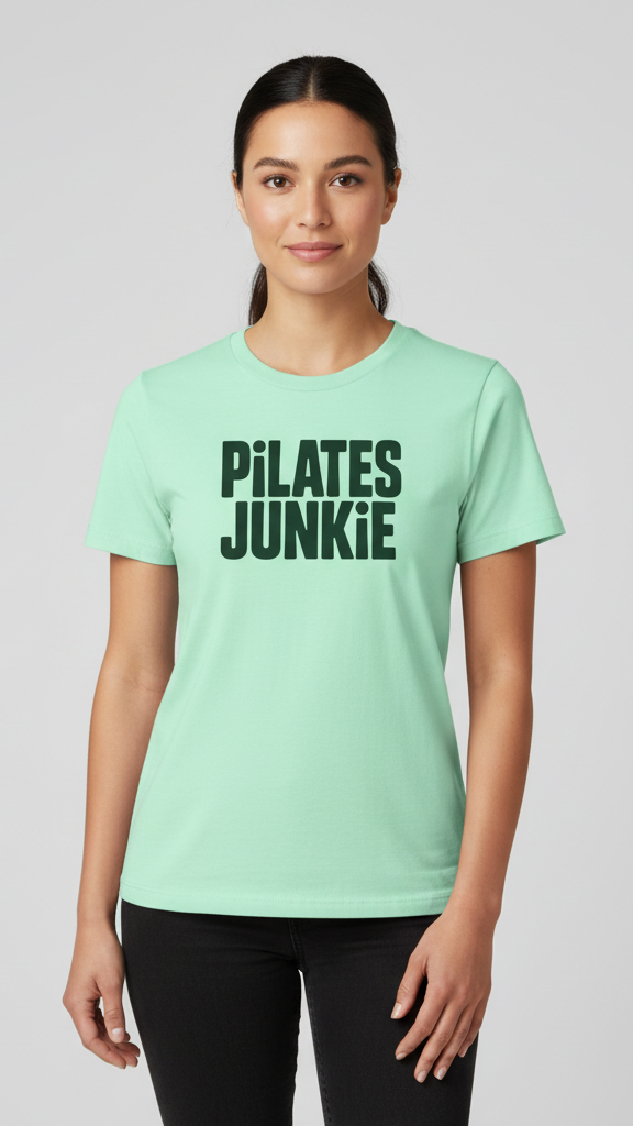 "Pilates Junkie" Bold Block T-shirt