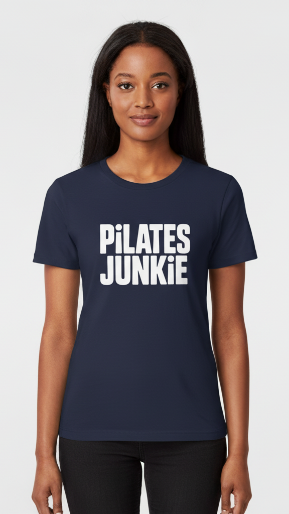 "Pilates Junkie" Bold Block T-shirt