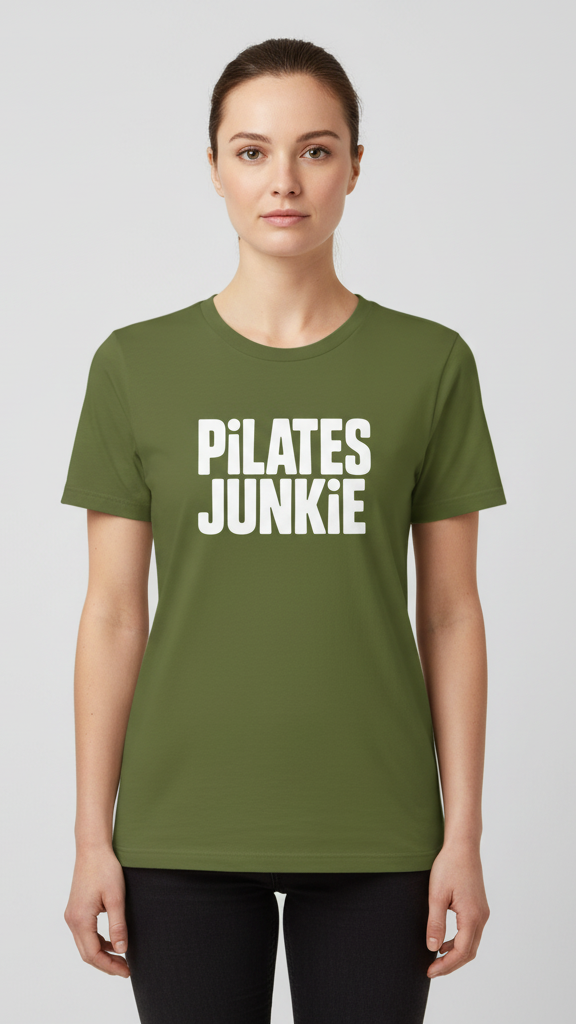 "Pilates Junkie" Bold Block T-shirt