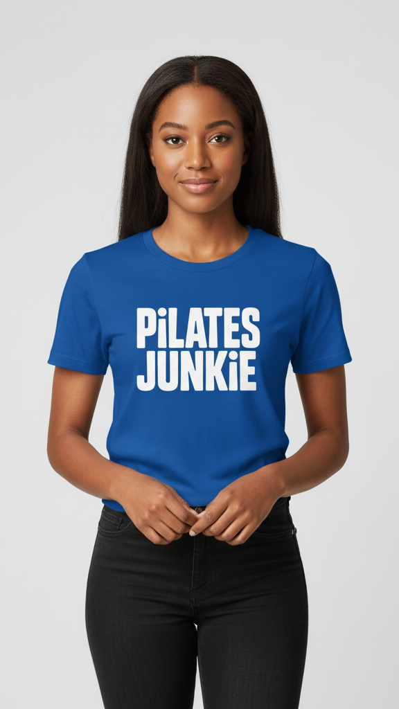 "Pilates Junkie" Bold Block T-shirt