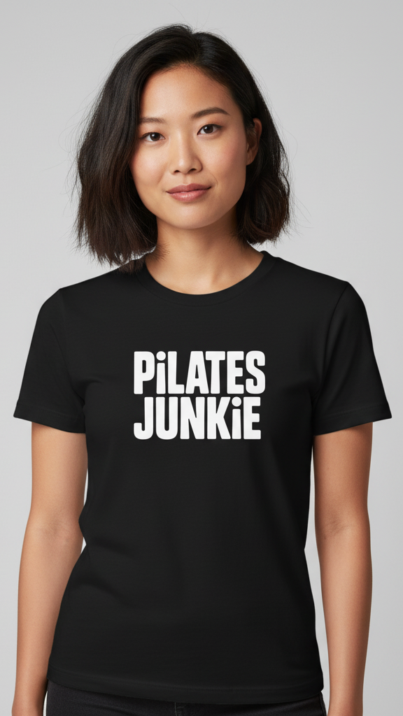 "Pilates Junkie" Bold Block T-shirt