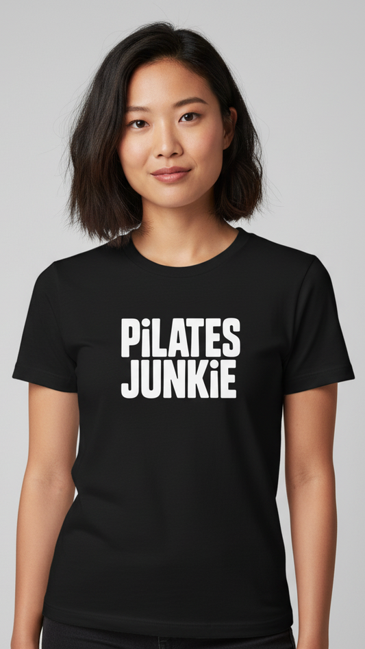 "Pilates Junkie" Bold Block T-shirt