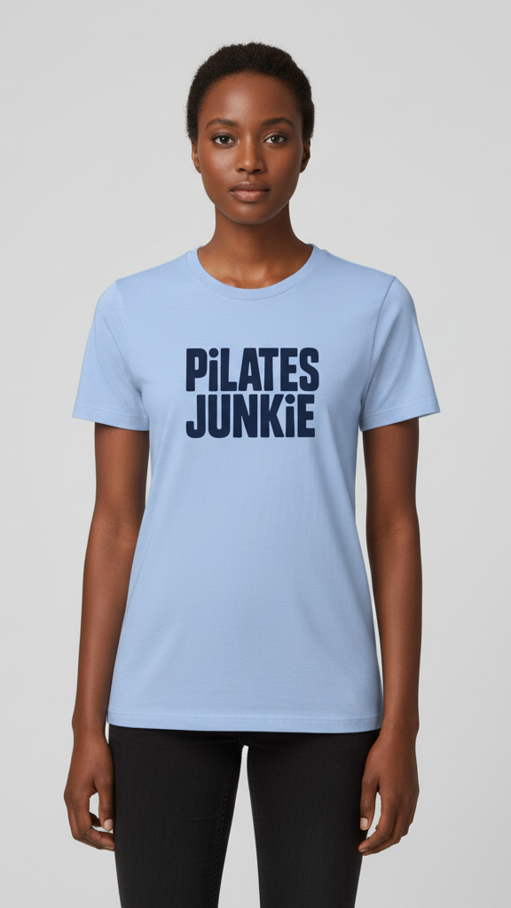"Pilates Junkie" Bold Block T-shirt
