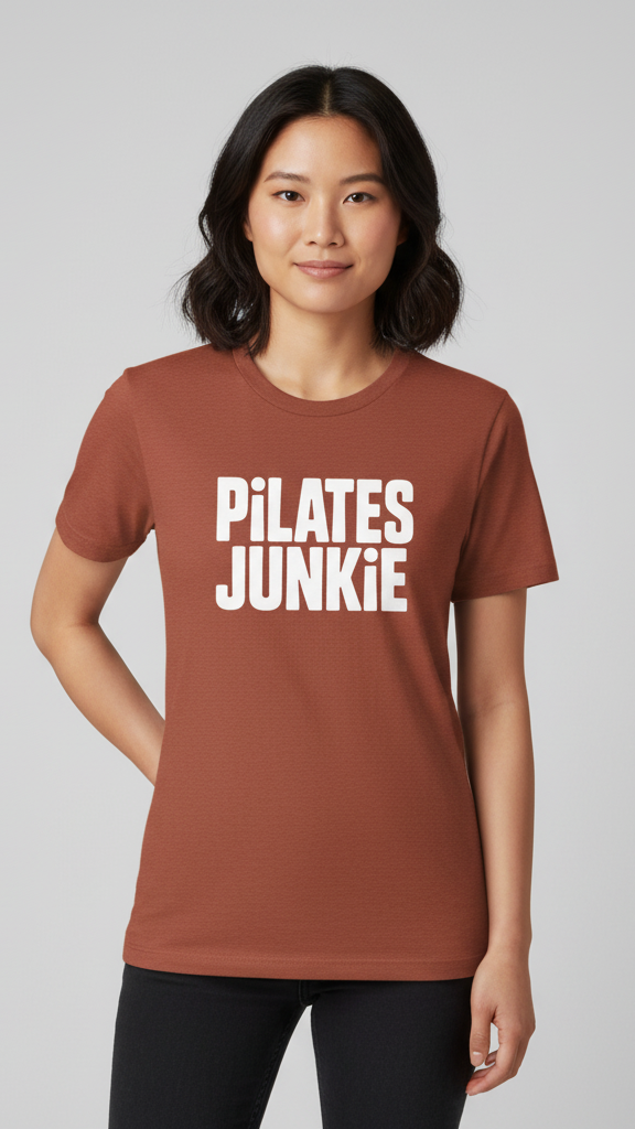 "Pilates Junkie" Bold Block T-shirt