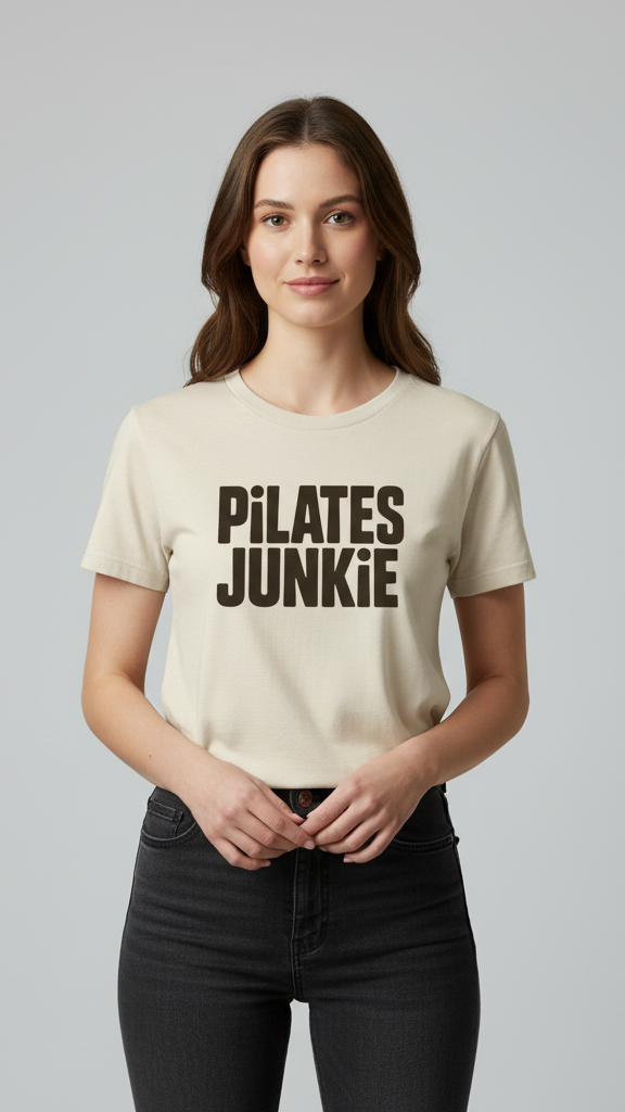 "Pilates Junkie" Bold Block T-shirt