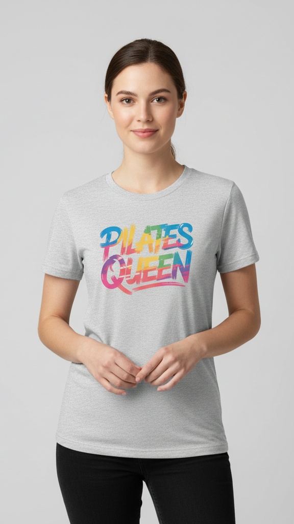 "Pilates Queen" Distressed Brushstroke T-shirt