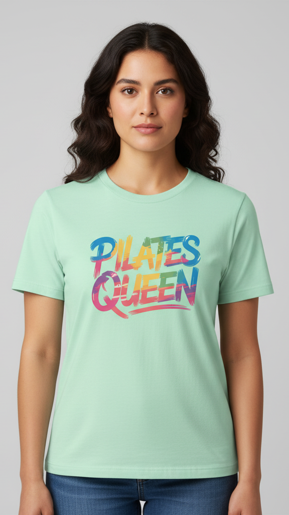 "Pilates Queen" Distressed Brushstroke T-shirt