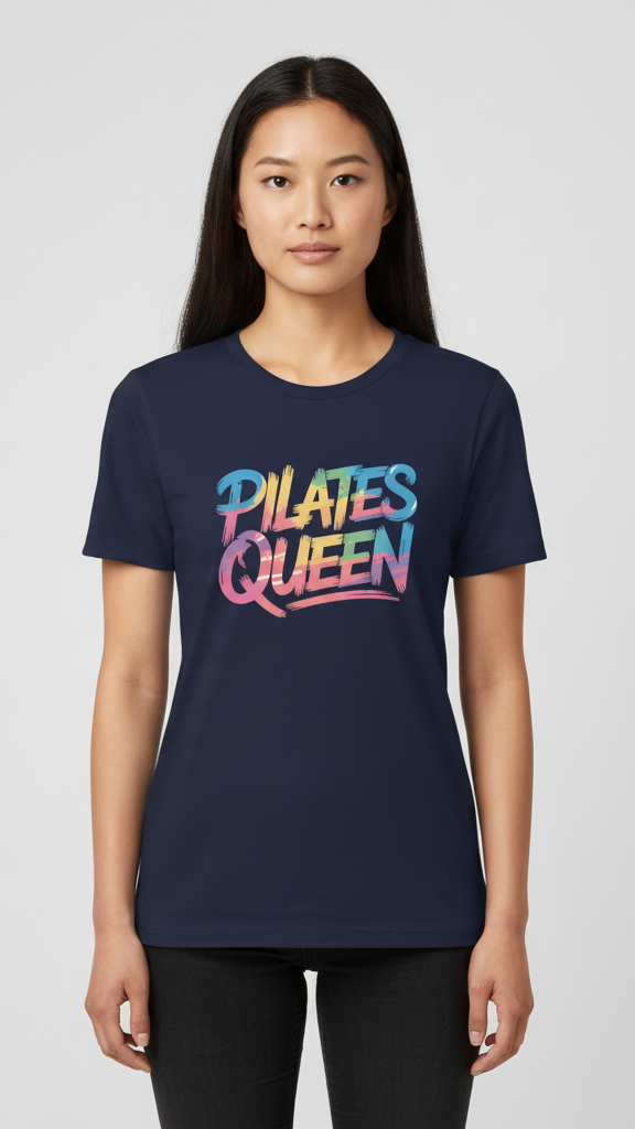 "Pilates Queen" Distressed Brushstroke T-shirt