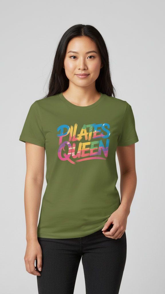 "Pilates Queen" Distressed Brushstroke T-shirt