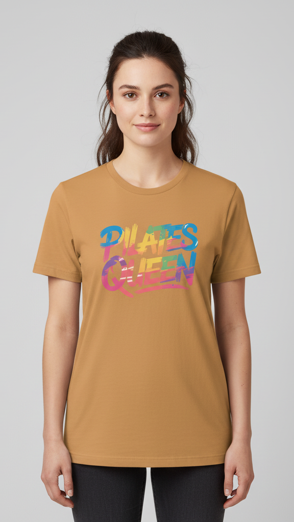 "Pilates Queen" Distressed Brushstroke T-shirt