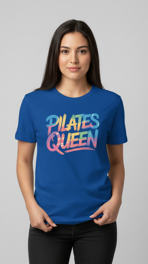 "Pilates Queen" Distressed Brushstroke T-shirt