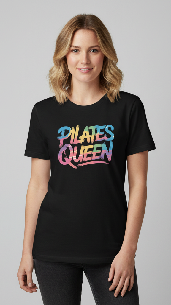 "Pilates Queen" Distressed Brushstroke T-shirt