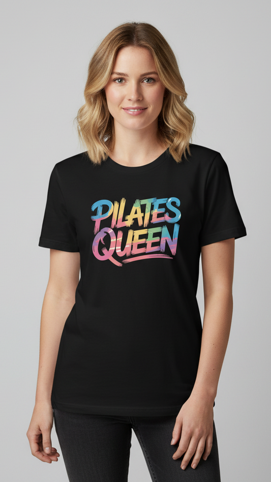 "Pilates Queen" Distressed Brushstroke T-shirt
