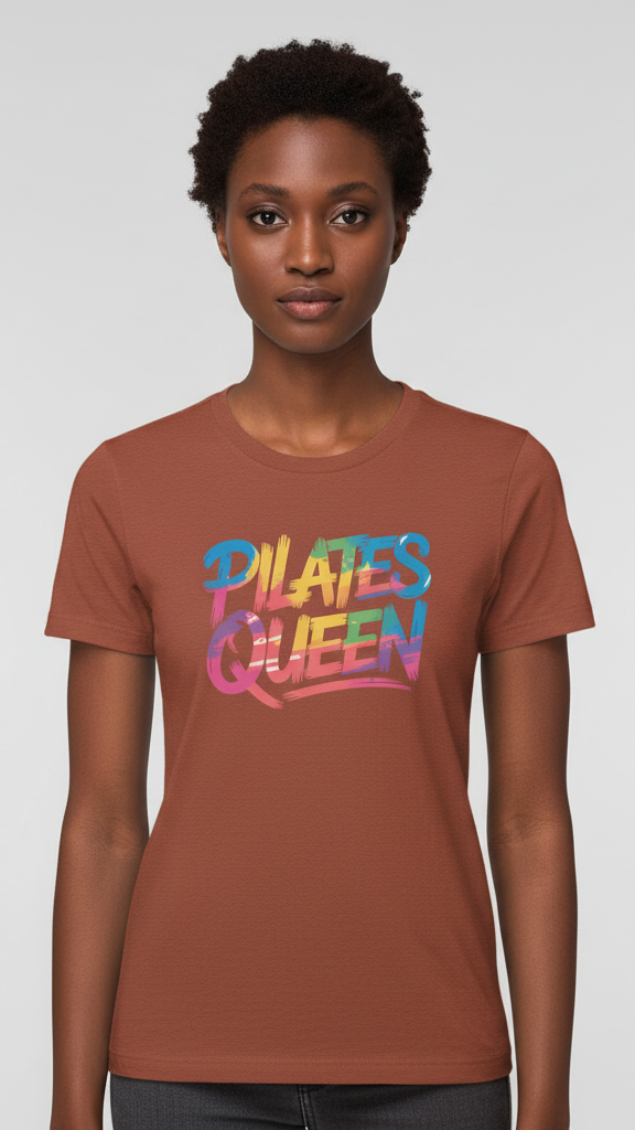 "Pilates Queen" Distressed Brushstroke T-shirt