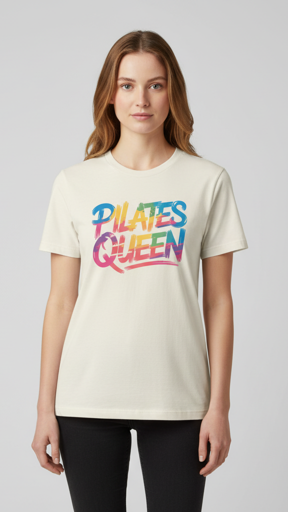 "Pilates Queen" Distressed Brushstroke T-shirt