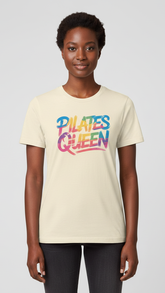 "Pilates Queen" Distressed Brushstroke T-shirt