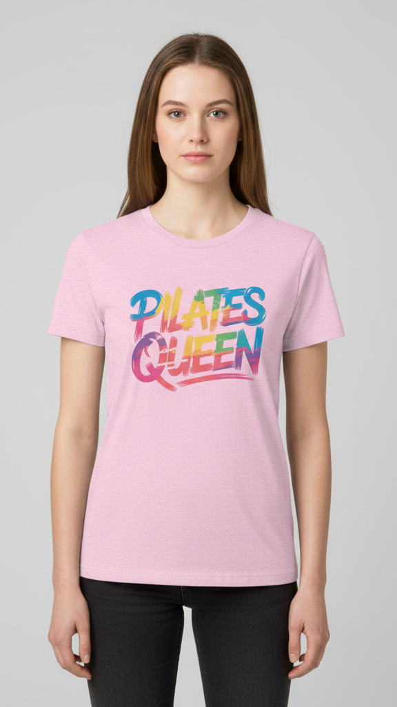 "Pilates Queen" Distressed Brushstroke T-shirt
