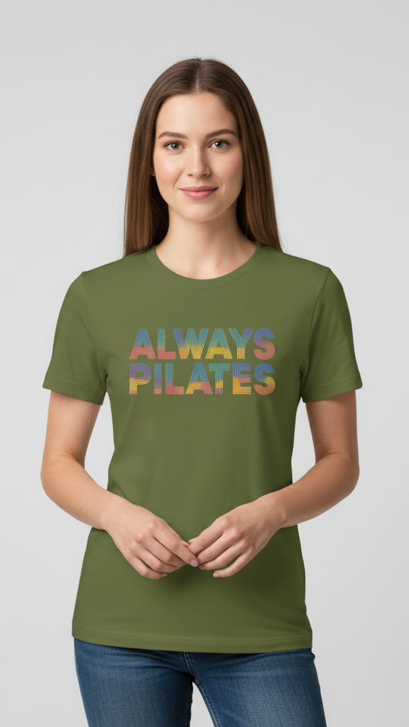 "Always Pilates" Stacked Pastel Line T-shirt