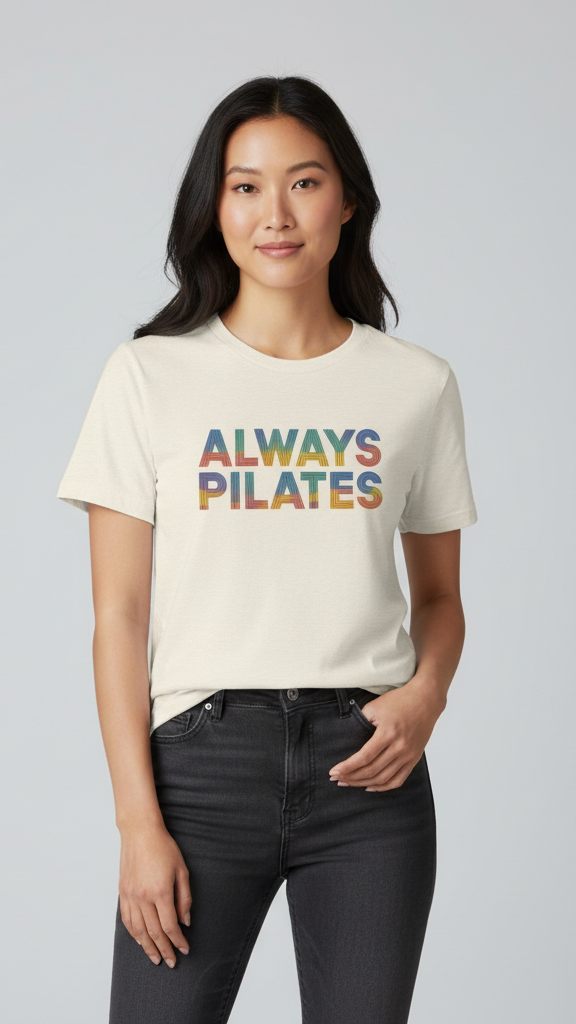 "Always Pilates" Stacked Pastel Line T-shirt