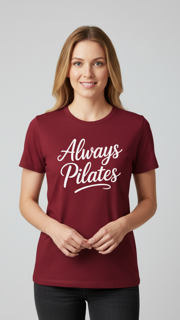 "Always Pilates" Flowing Script T-shirt
