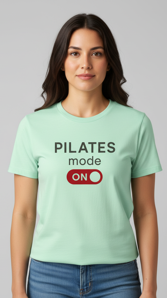 "Pilates Mode On Bold" Power On Graphic T-shirt